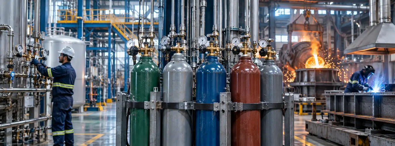 Imagem ilustrativa sobre quais são os principais gases industriais e para que servem com aplicação segura e equipamentos adequados