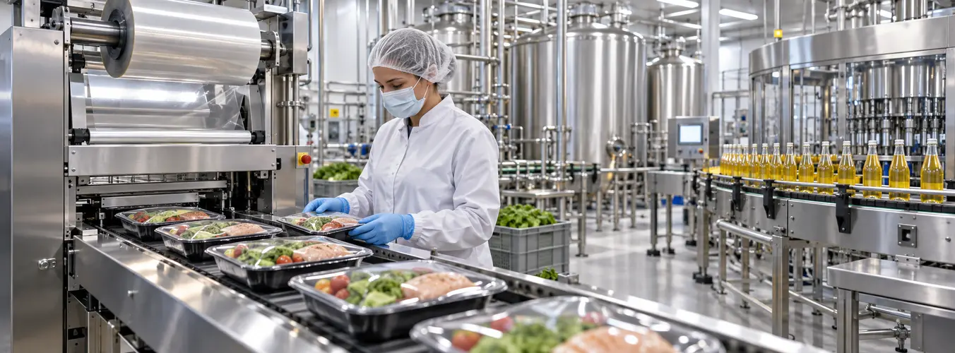 Imagem ilustrativa sobre gases utilizados na indústria de alimentos com aplicação segura e equipamentos adequados